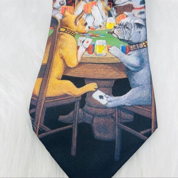 Ralph Marlin Men's Dogs Playing Poker Vintage 90's Necktie Artwear USA Made - Picture 4 of 9